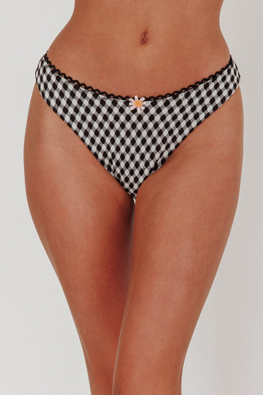 Slip bikini allegro Ric Rac con rifiniture a quadretti
