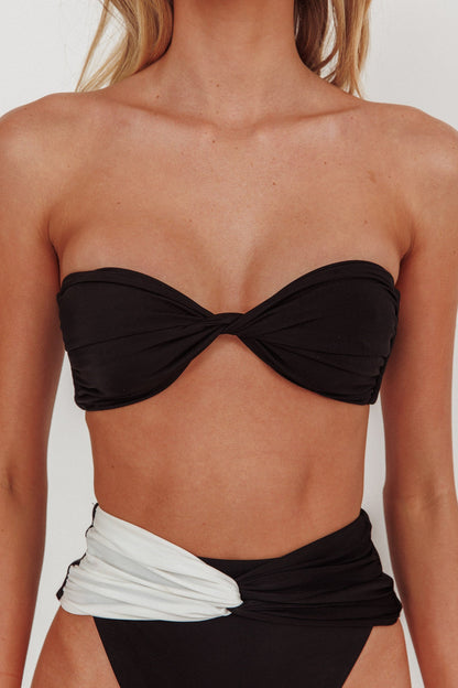 Monique Twist Bandeau Bikini Top Nero