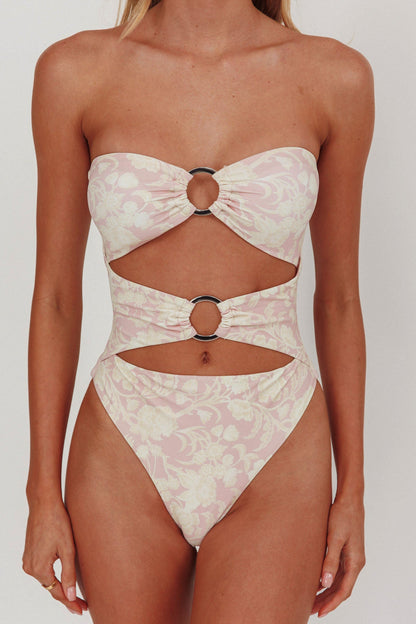 Costume da bagno intero Matilda con stampa mista e cut-out