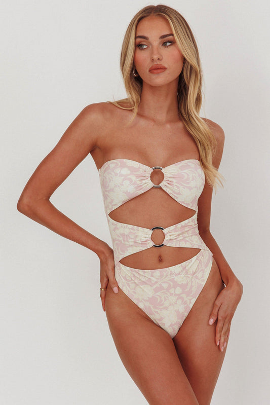 Costume da bagno intero Matilda con stampa mista e cut-out
