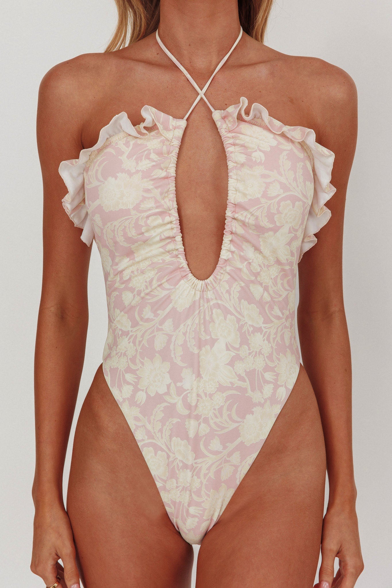 Costume da bagno intero con spalline e volant Georgia Floral