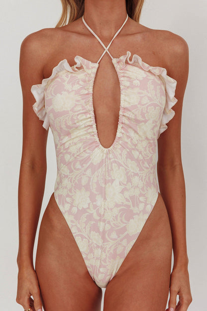 Costume da bagno intero con spalline e volant Georgia Floral