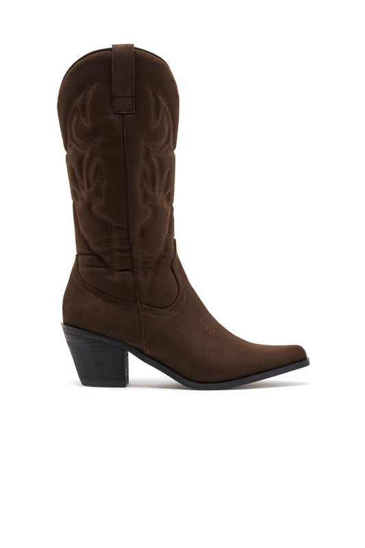 THERAPY Clayton Stivali da cowboy in finta pelle scamosciata color cioccolato