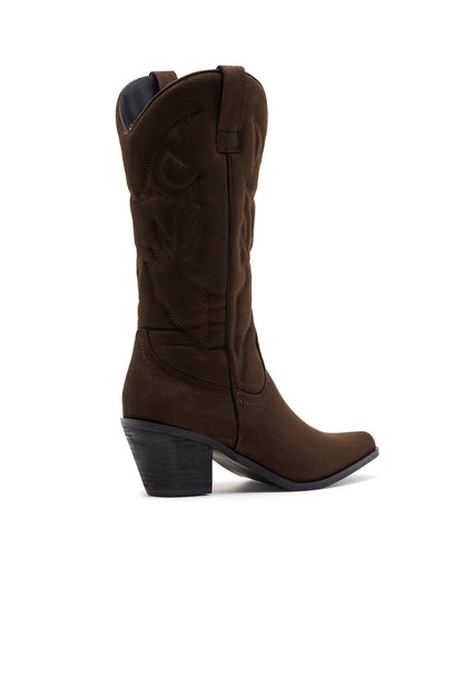THERAPY Clayton Stivali da cowboy in finta pelle scamosciata color cioccolato