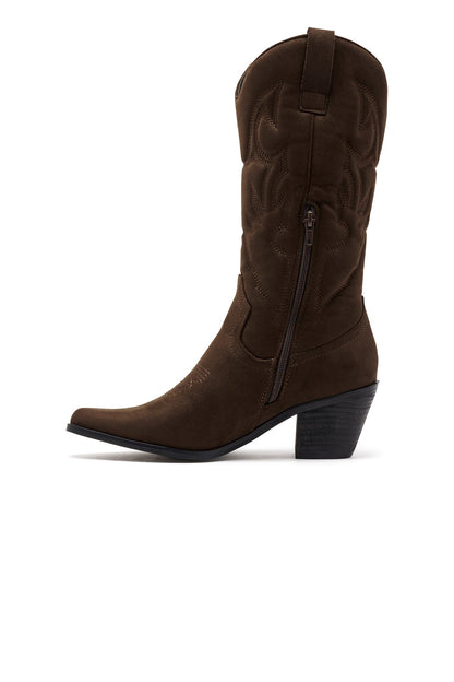 THERAPY Clayton Stivali da cowboy in finta pelle scamosciata color cioccolato