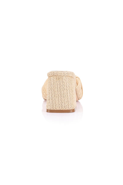 VERALi Stella Mules con tacco a blocco in rafia naturale
