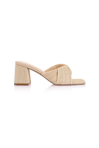 VERALi Stella Mules con tacco a blocco in rafia naturale