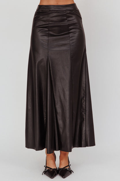 Gonna lunga in similpelle a trapezio Galaxia nera