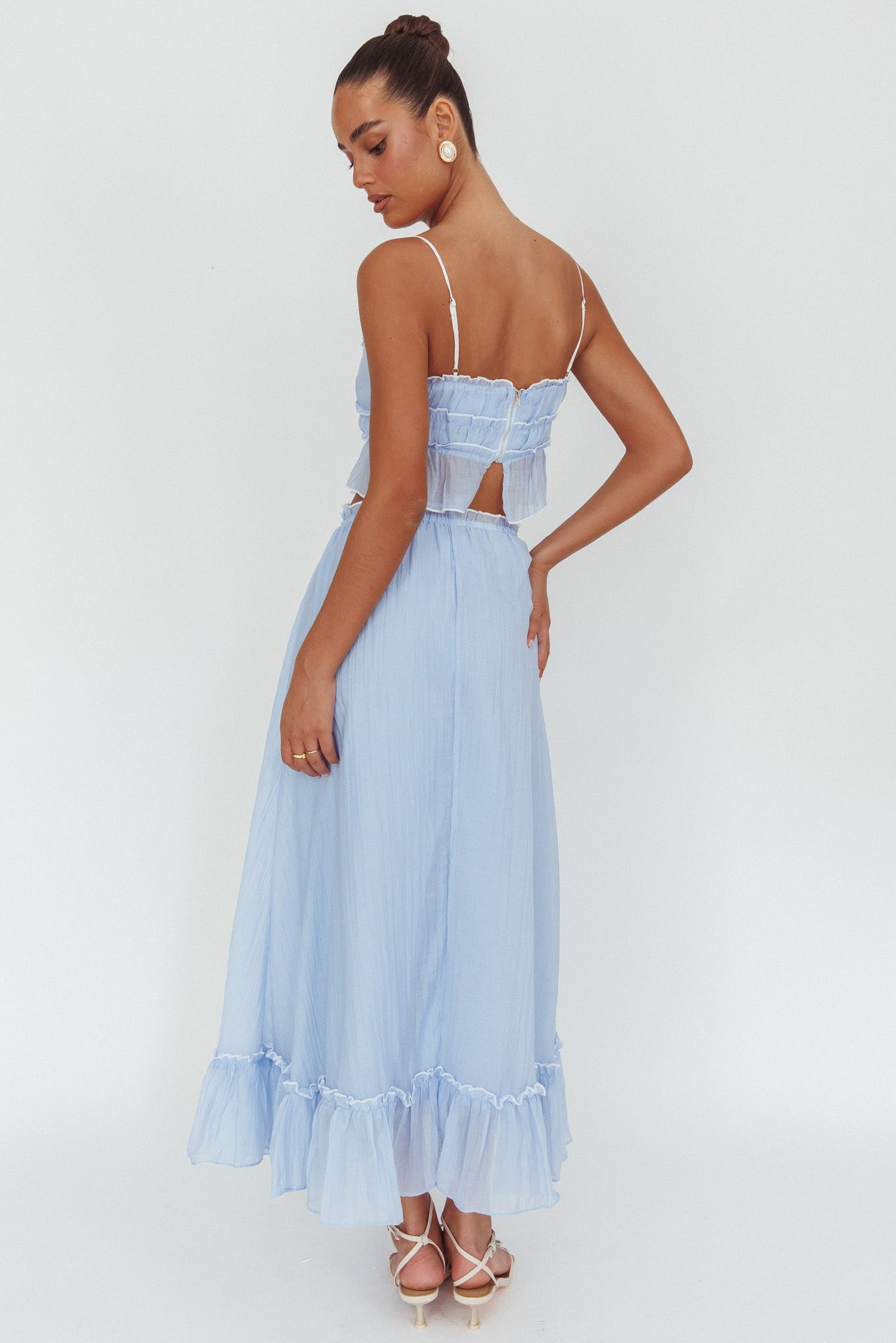 Gonna lunga overlock con dettaglio annodato Maidens, blu nuvola