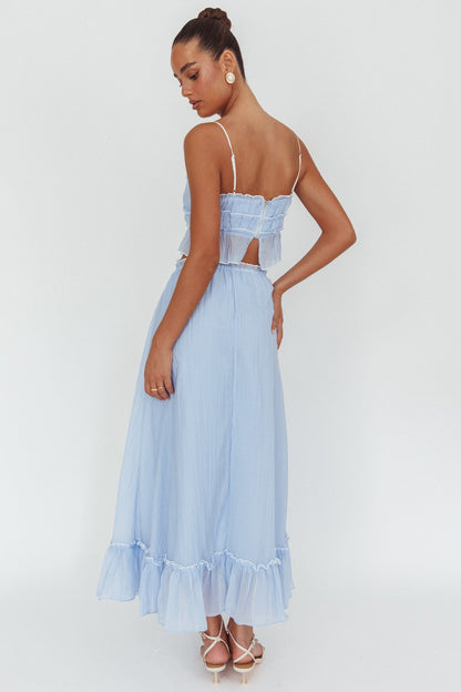 Gonna lunga overlock con dettaglio annodato Maidens, blu nuvola