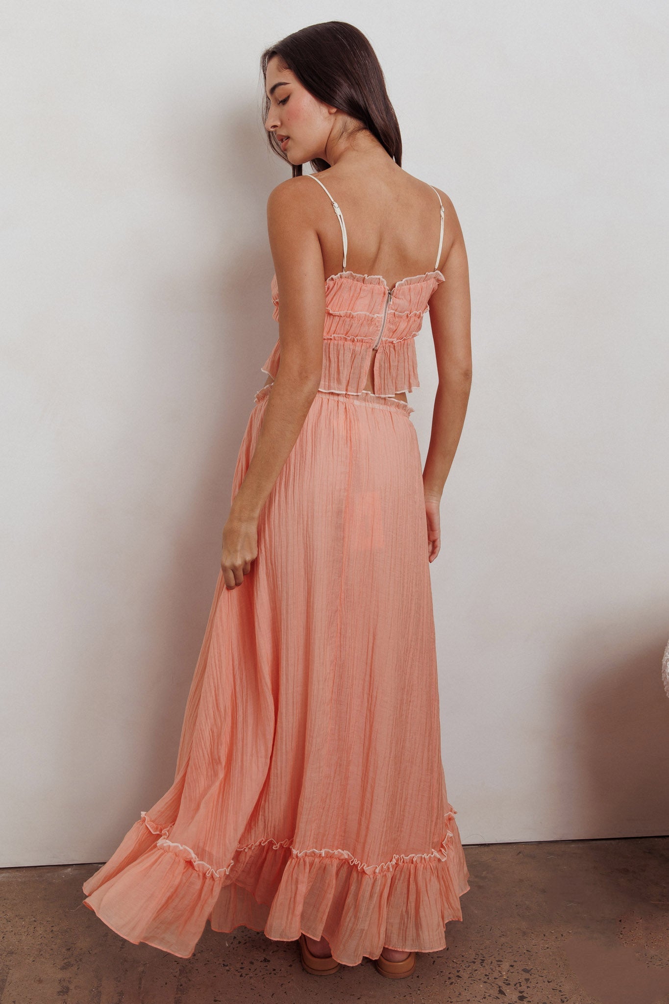 Gonna lunga overlock con dettaglio annodato Maidens Albicocca