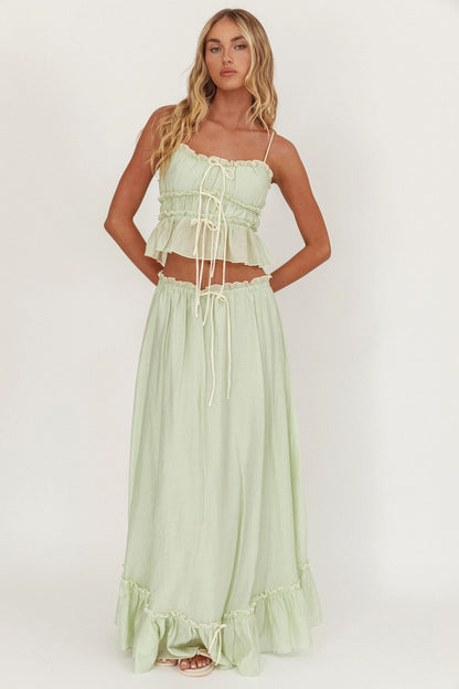 Gonna lunga overlock con dettaglio annodato Maidens Sage