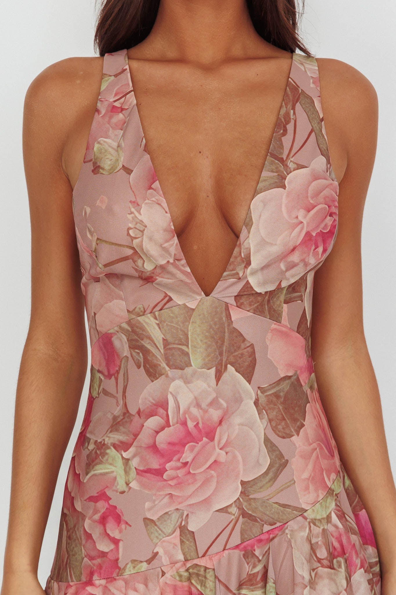 Abito lungo con spalline posteriori Veda Roses Blush