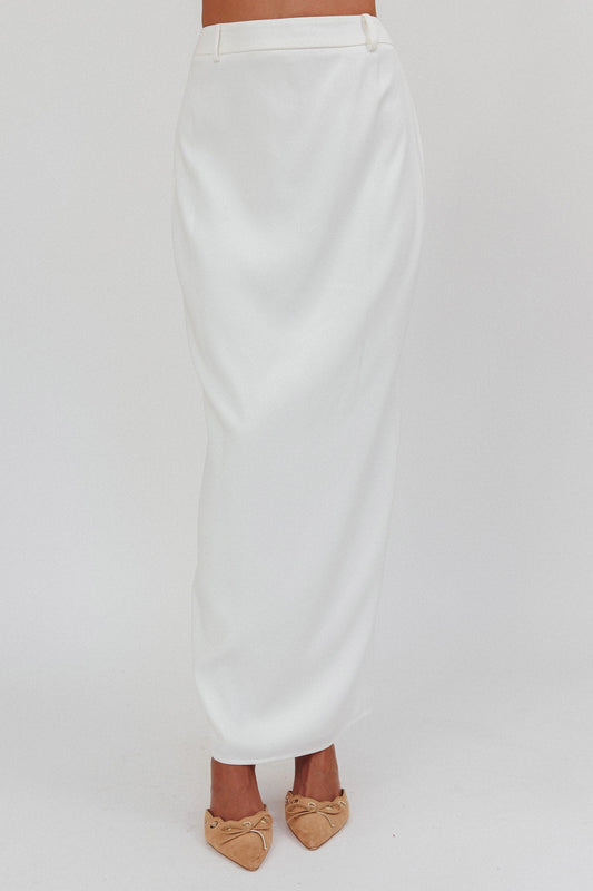 Gonna lunga con tasche finte Tammi bianco sporco
