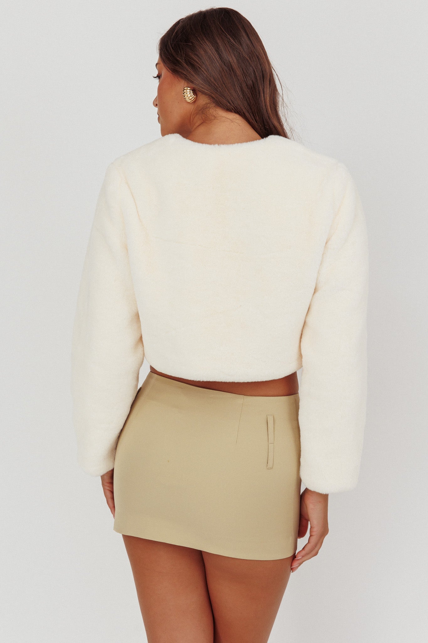 Giacca corta in pelliccia sintetica London Day color crema