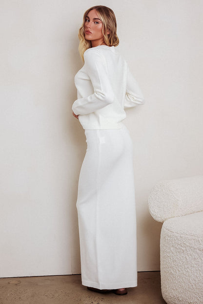 Gonna lunga in maglia Autumn Breeze bianco sporco