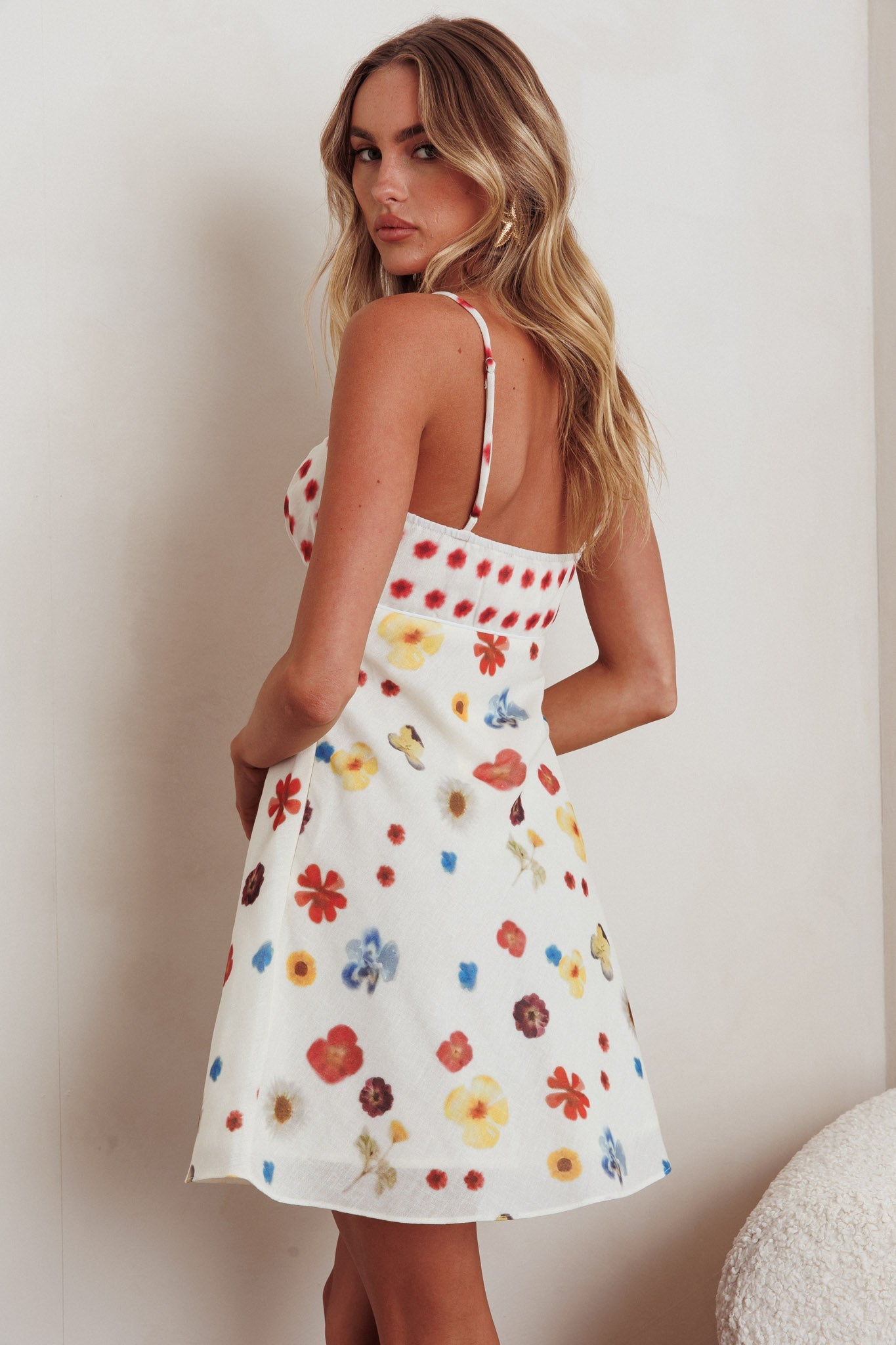 Mini abito con spalline e canotta Fleur Sun, fiori rossi