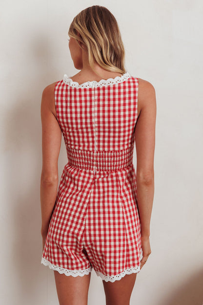 Tuta senza maniche Loving Me Gingham Red