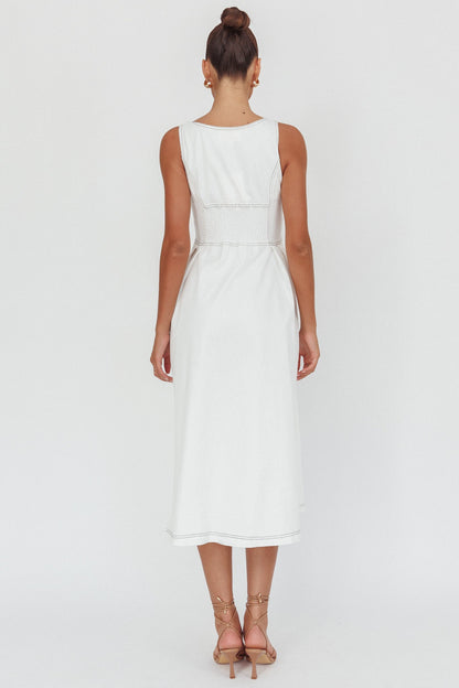 Leeli Abito midi con cerniera frontale bianco