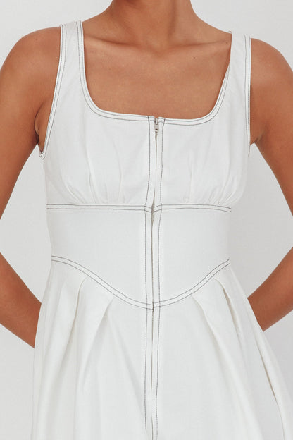 Leeli Abito midi con cerniera frontale bianco