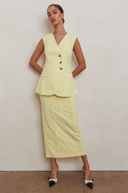 Gonna midi a colonna Sweet Treat Limone