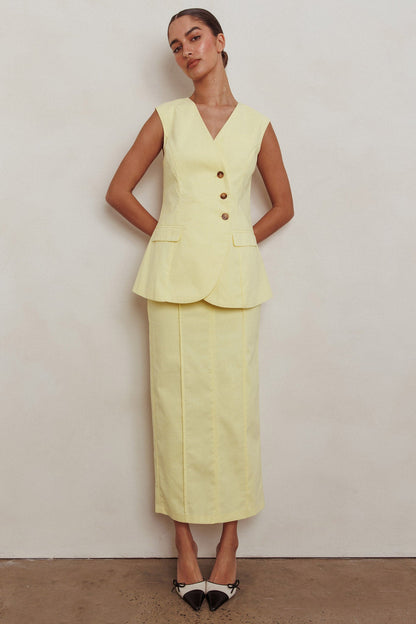 Gonna midi a colonna Sweet Treat Limone
