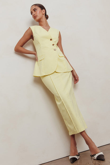 Gonna midi a colonna Sweet Treat Limone