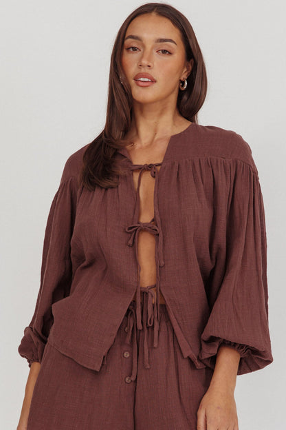 Blusa con nodo frontale Salty Sea Cioccolato