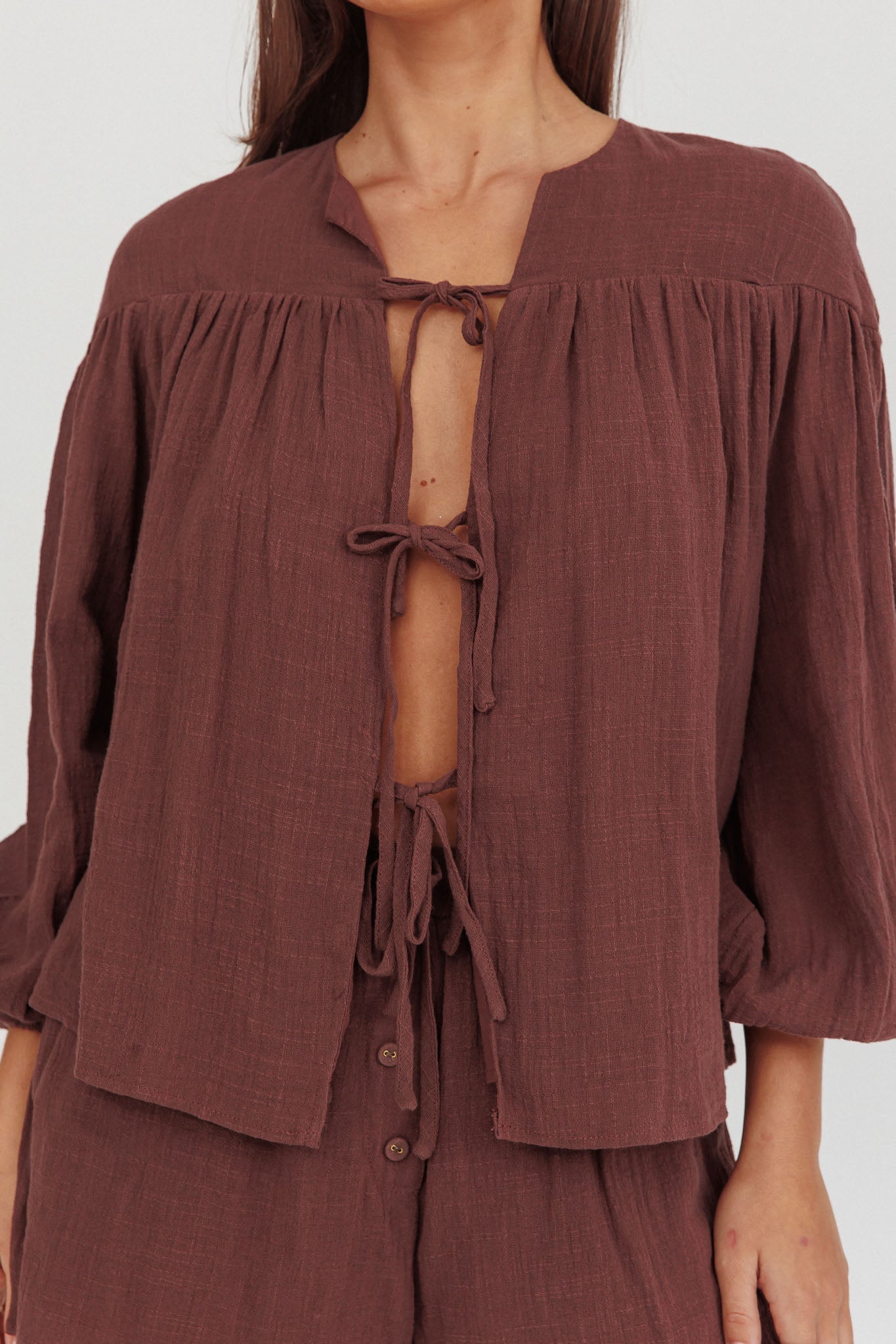 Blusa con nodo frontale Salty Sea Cioccolato