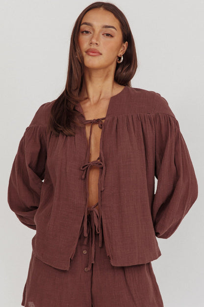 Blusa con nodo frontale Salty Sea Cioccolato