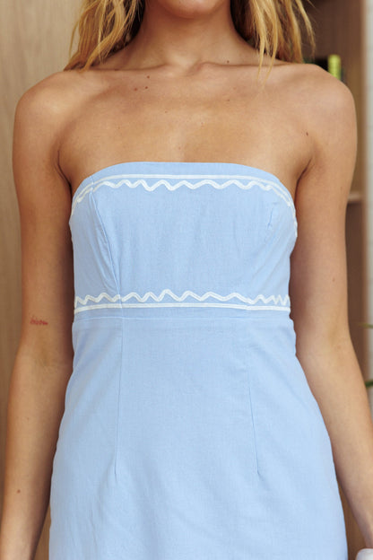 Jocasta Abito lungo senza spalline Ric Rac blu