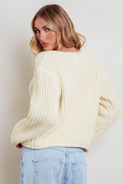 Cardigan in maglia grossa Cindie color burro