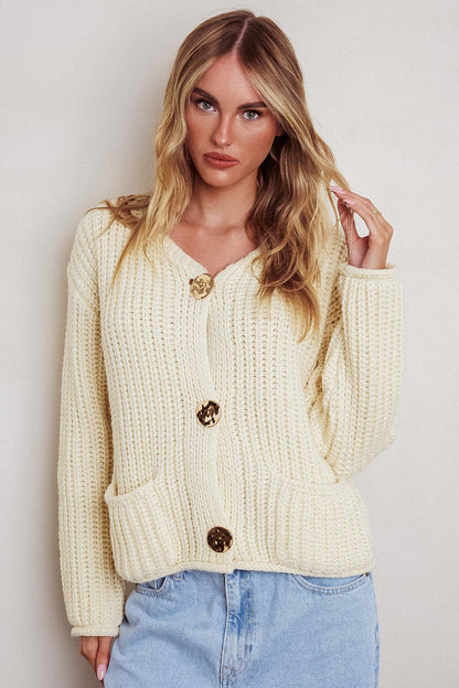 Cardigan in maglia grossa Cindie color burro