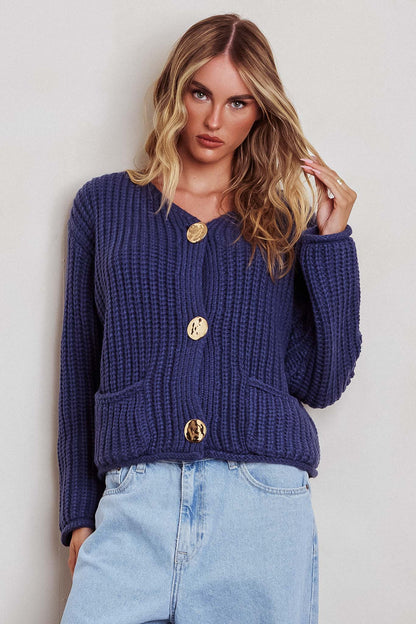 Cardigan in maglia grossa Cindie blu navy