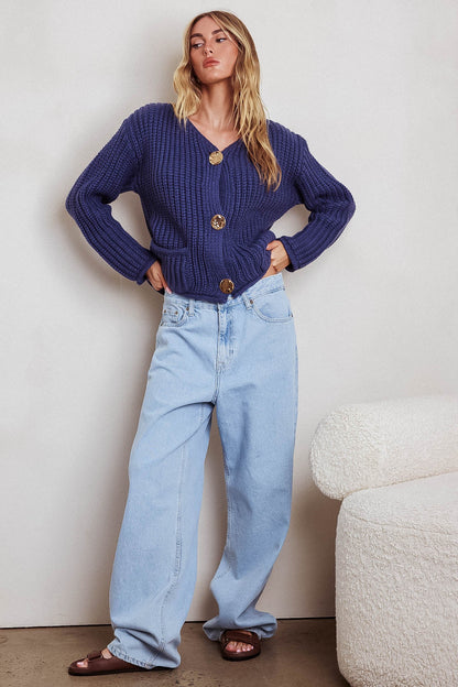 Cardigan in maglia grossa Cindie blu navy