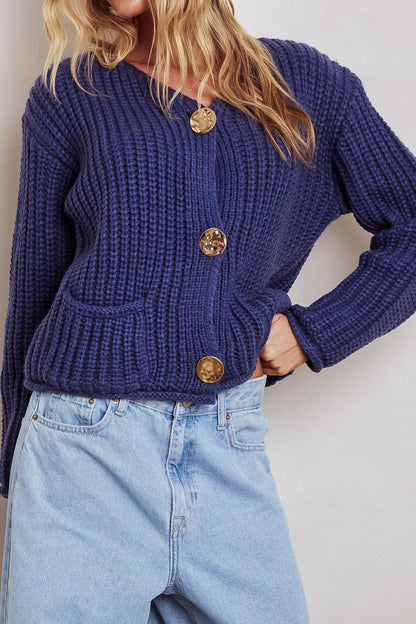 Cardigan in maglia grossa Cindie blu navy