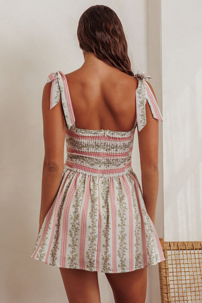Mini abito con spalle legate Bestie verde floreale