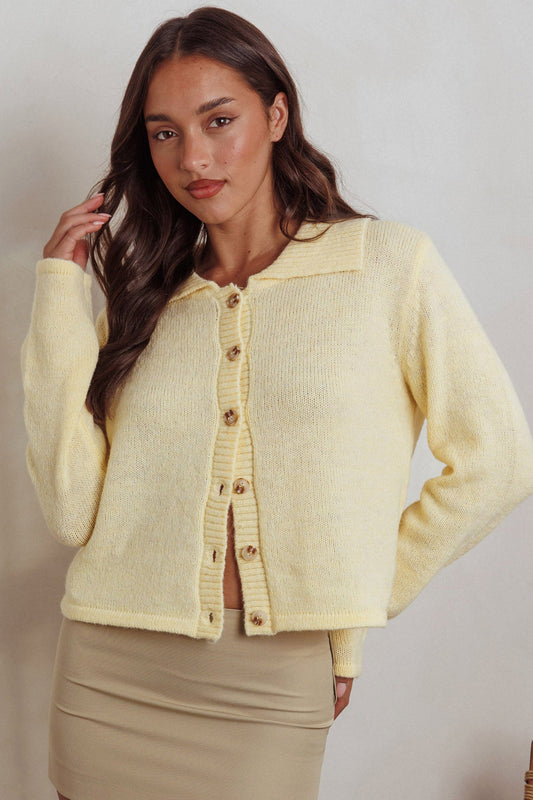 Cardigan in maglia con bottoni Margaret color burro