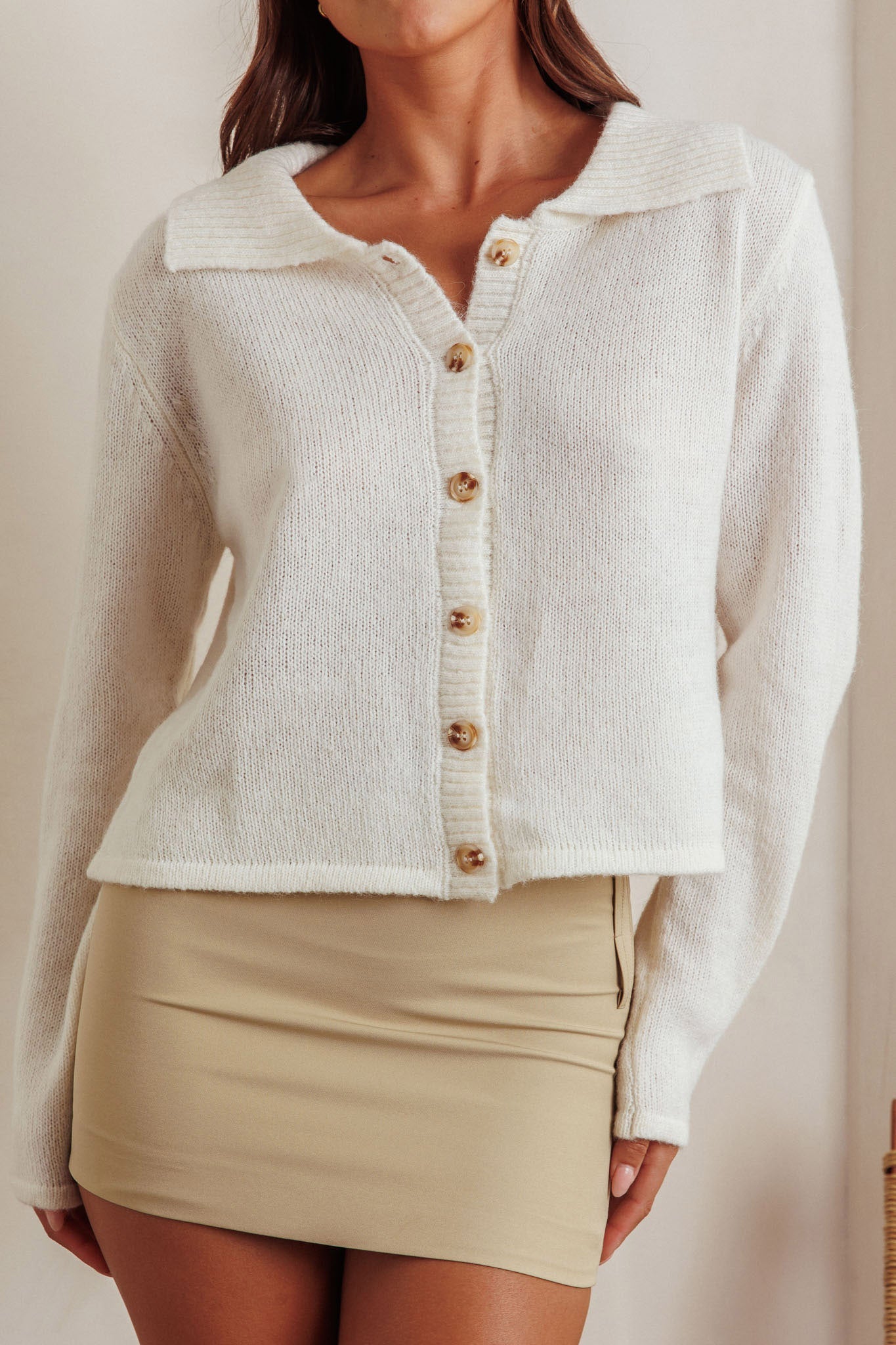 Cardigan in maglia con bottoni Margaret Latte