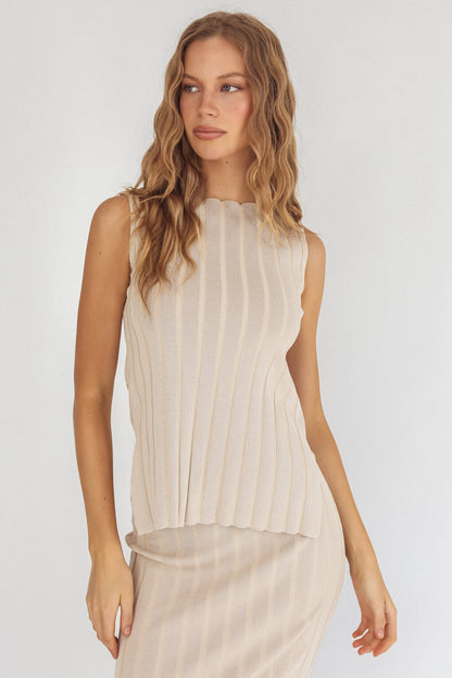 Kimora Top in maglia senza maniche color sabbia