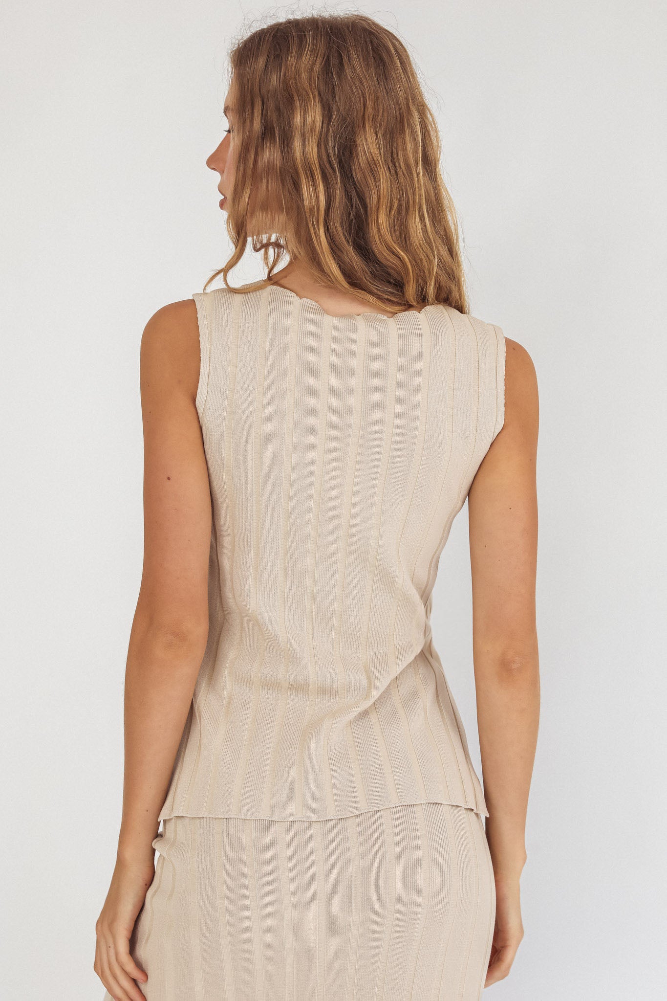 Kimora Top in maglia senza maniche color sabbia