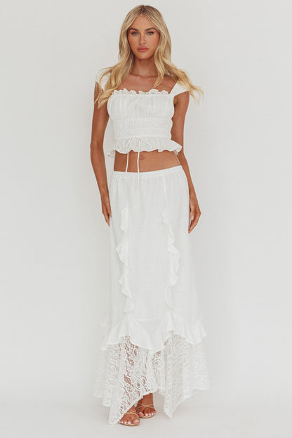 Liora Frill Bust Crop Top Bianco