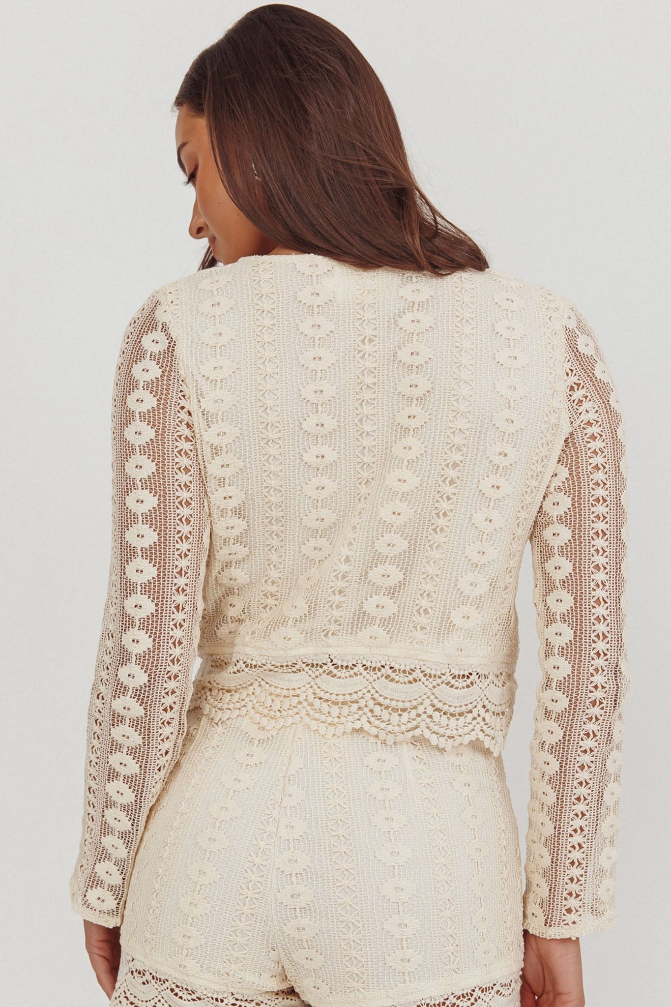 Perrine Lace Lace Front Tie Front Top Oat