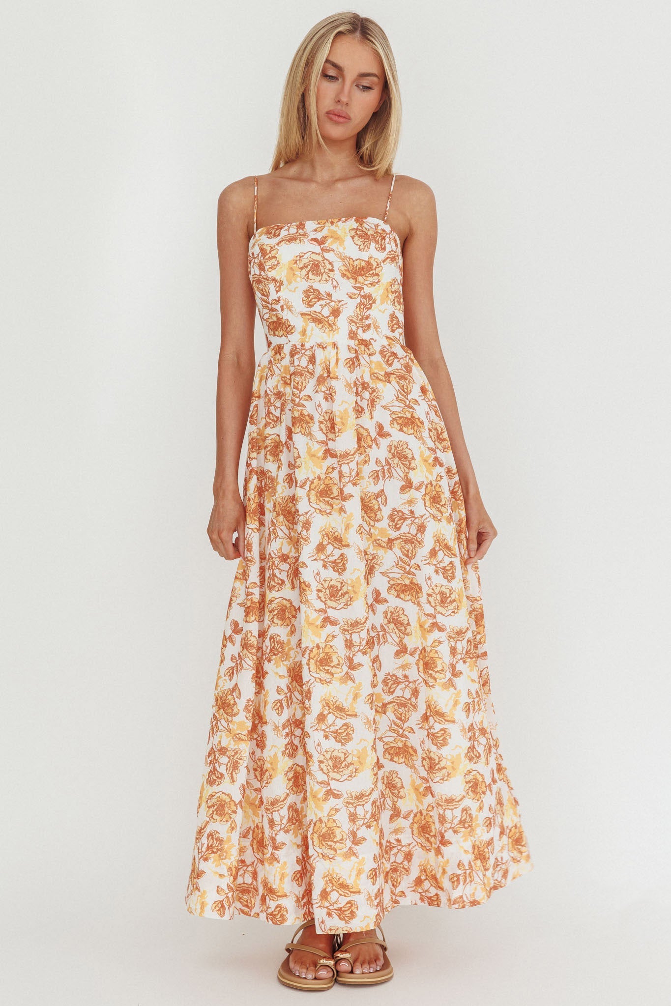 Wild Card Cami Strap Maxi Dress Floreale Giallo