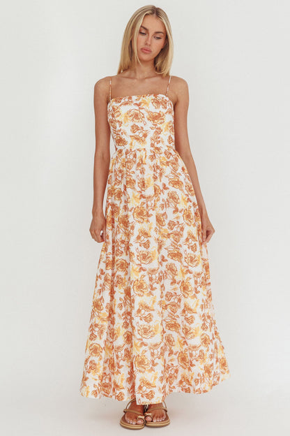 Wild Card Cami Strap Maxi Dress Floreale Giallo