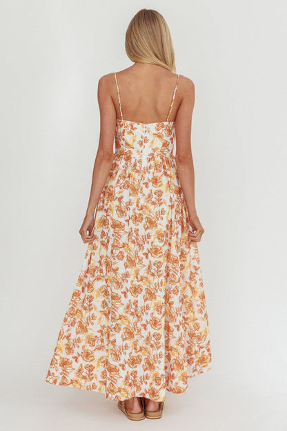 Wild Card Cami Strap Maxi Dress Floreale Giallo