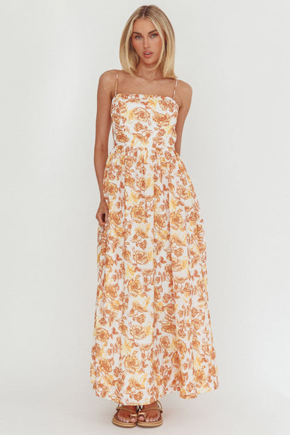 Wild Card Cami Strap Maxi Dress Floreale Giallo