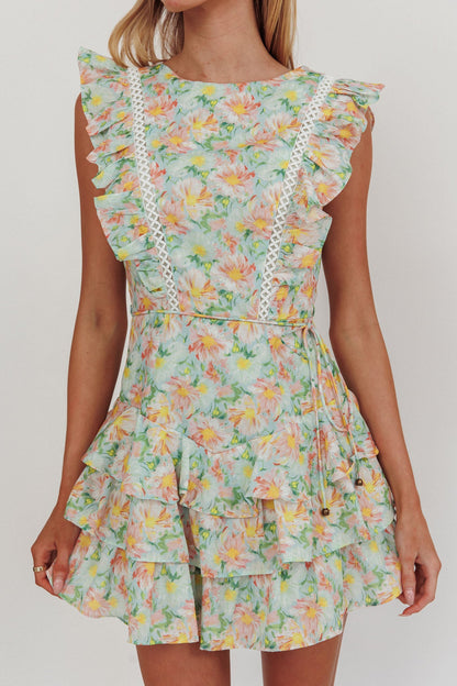 Tuta senza maniche a strati con volant Weekend Muse floreale multicolore