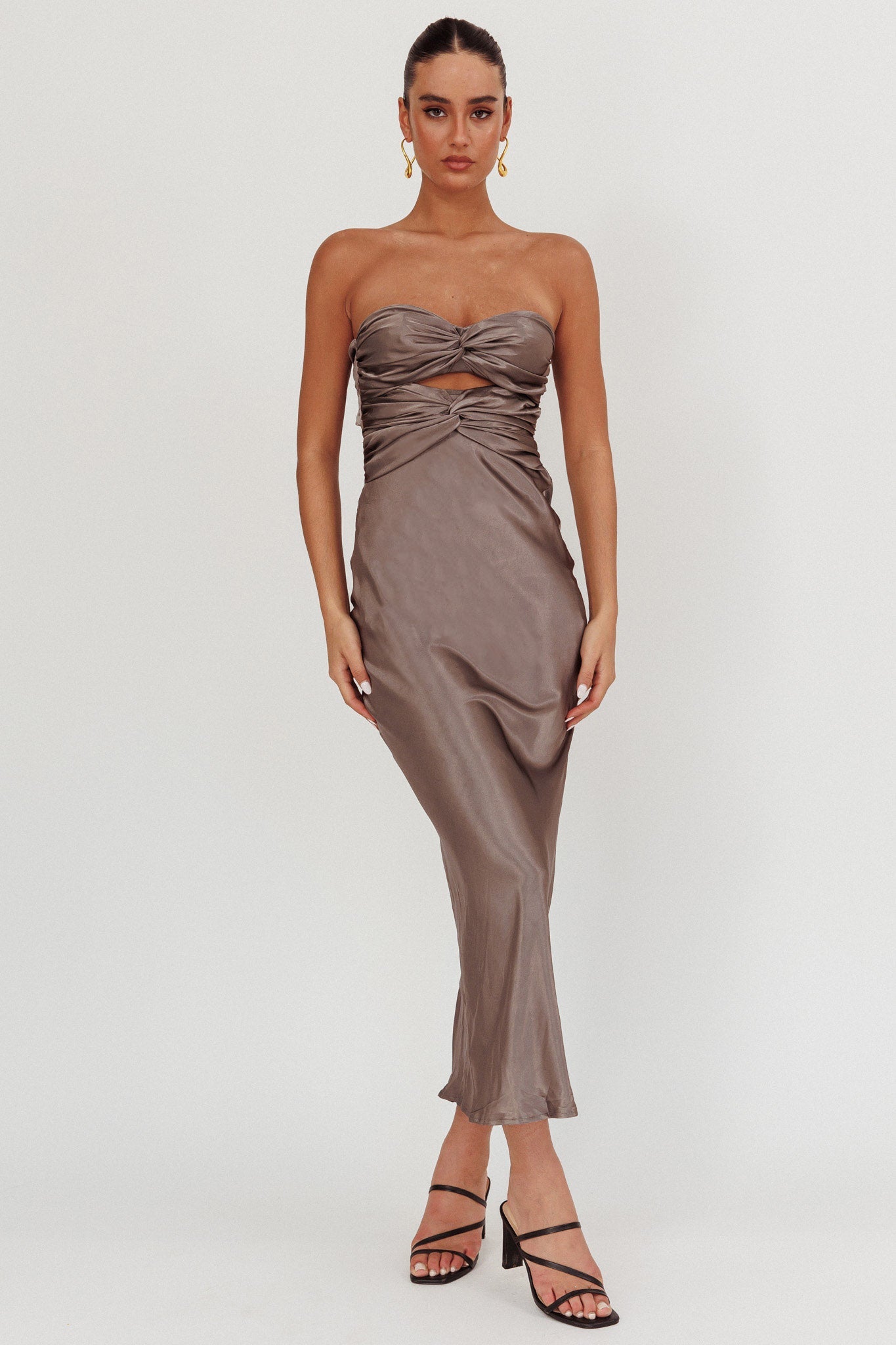 Abito midi Good Impression Double Twist color carbone