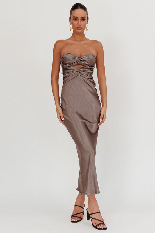 Abito midi Good Impression Double Twist color carbone